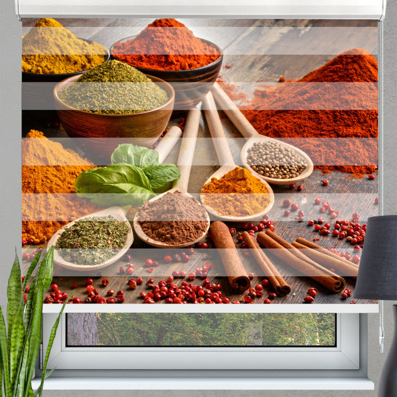 Doppelrollo mit Motiv: Gewürze