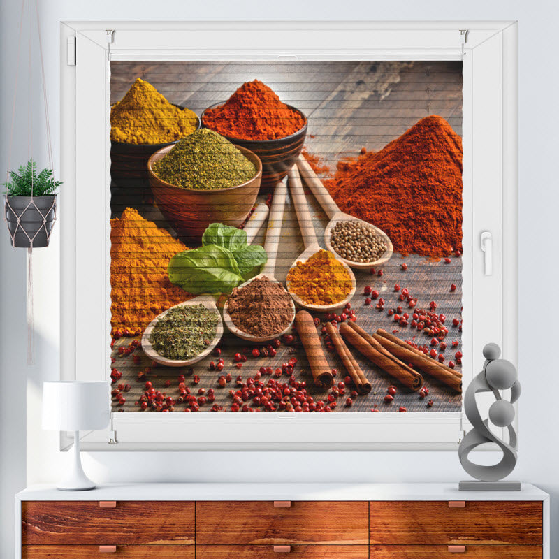 Wabenplissee mit Motiv: Gewürze