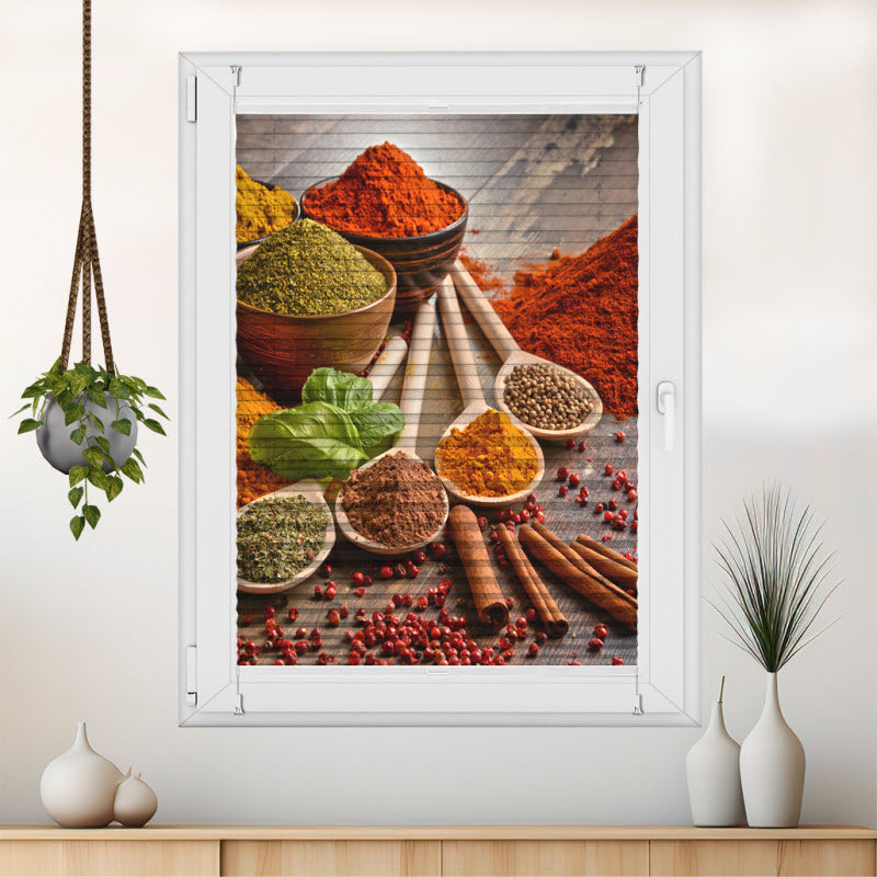 Wabenplissee mit Motiv: Gewürze