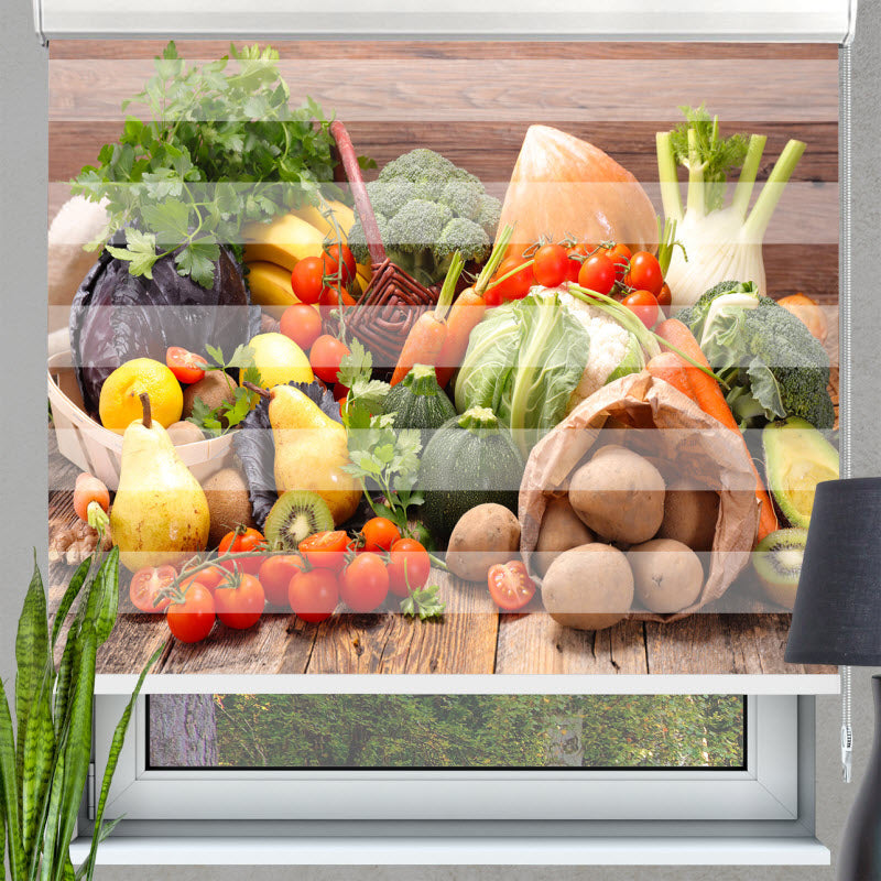 Doppelrollo mit Motiv: Obst und Gemüse