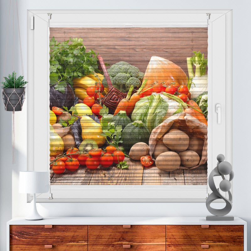 Plissee mit Motiv: Obst und Gemüse