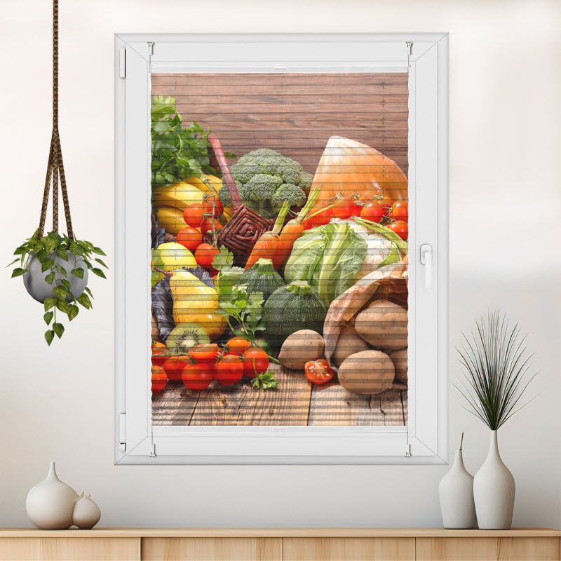 Plissee mit Motiv: Obst und Gemüse