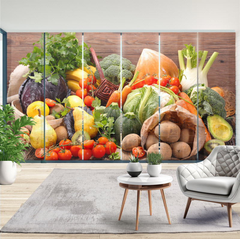Schiebegardine mit Motiv: Obst und Gemüse