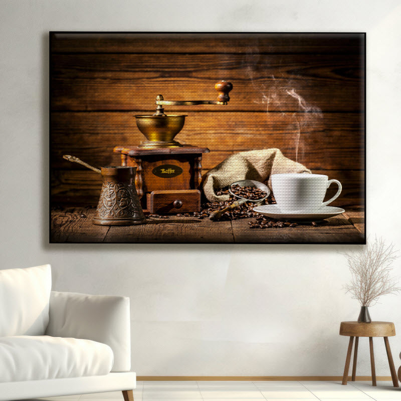 Akustikstoff mit Motiv: Kaffeemühle