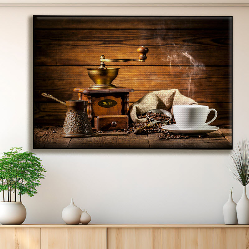 Akustikstoff mit Motiv: Kaffeemühle