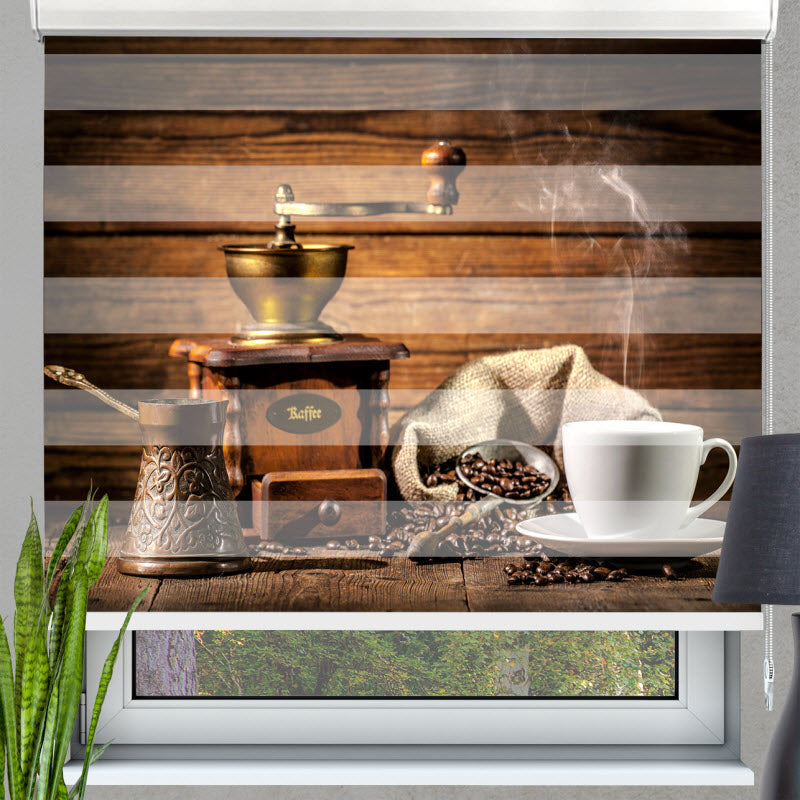 Doppelrollo mit Motiv: Kaffeemühle