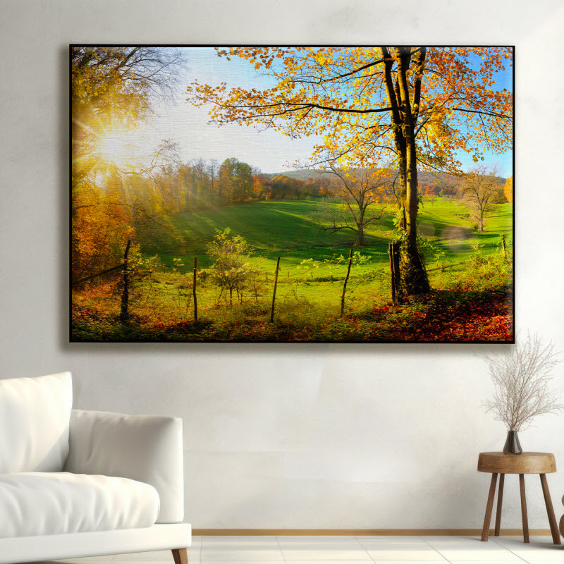 Textilspannrahmen mit Motiv: Landschaft im Herbst