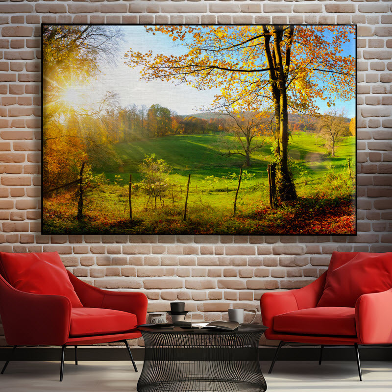 Textilspannrahmen mit Motiv: Landschaft im Herbst