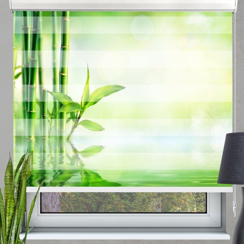 Doppelrollo mit Motiv: Bambus im Wasser
