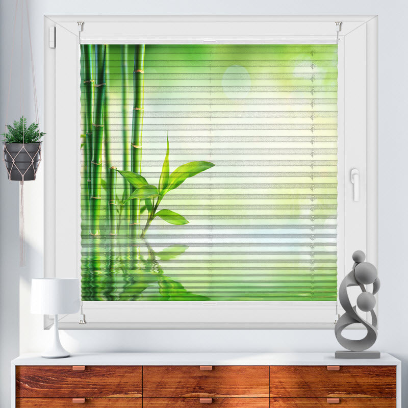 Wabenplissee mit Motiv: Bambus im Wasser