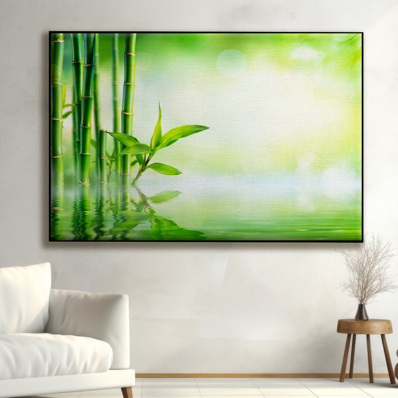 Textilspannrahmen mit Motiv: Bambus im Wasser