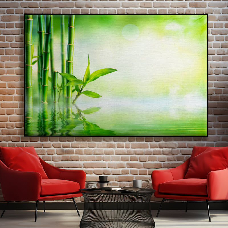 Textilspannrahmen mit Motiv: Bambus im Wasser