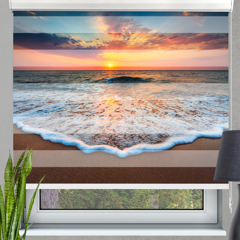 Doppelrollo mit Motiv: Meeresrauschen Sonnenuntergang