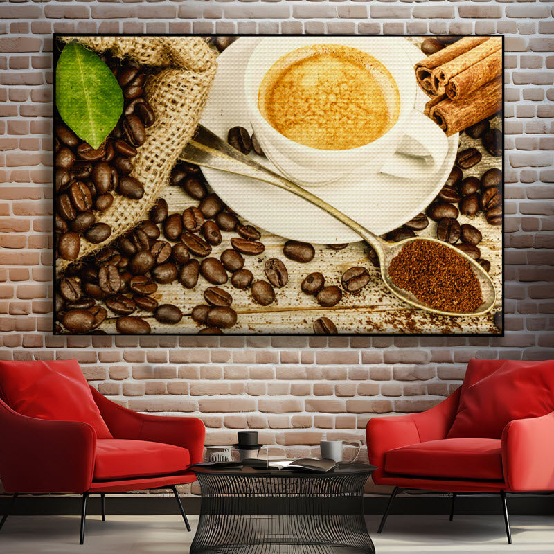 Akustikstoff mit Motiv: Der Kaffee