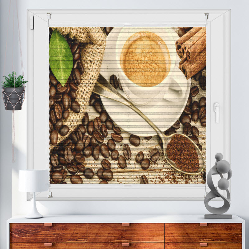 Wabenplissee mit Motiv: Der Kaffee