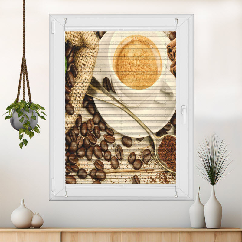 Plissee mit Motiv: Der Kaffee