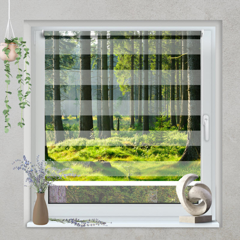 Klemmfix Doppelrollo mit Motiv: Fichtenwald