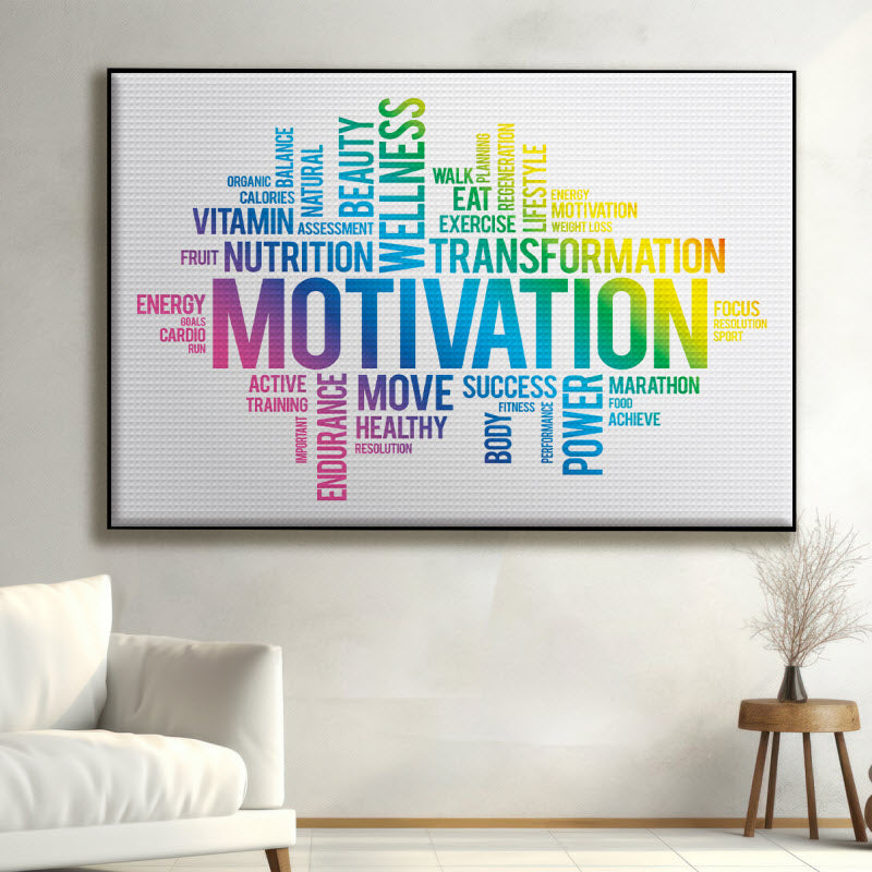 Akustikstoff mit Motiv: Motivationssprüche weiß