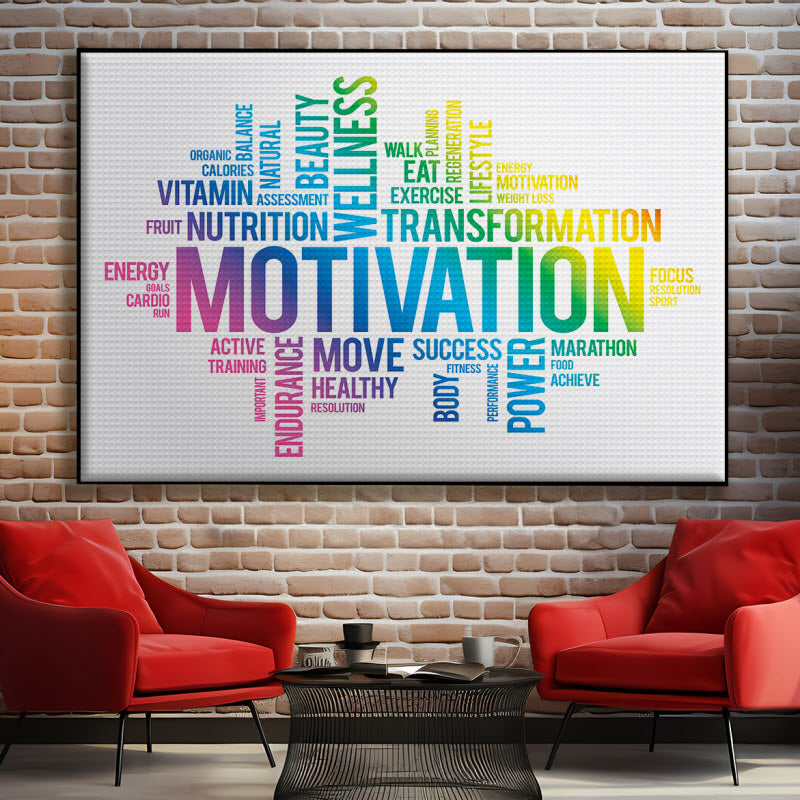 Akustikstoff mit Motiv: Motivationssprüche weiß