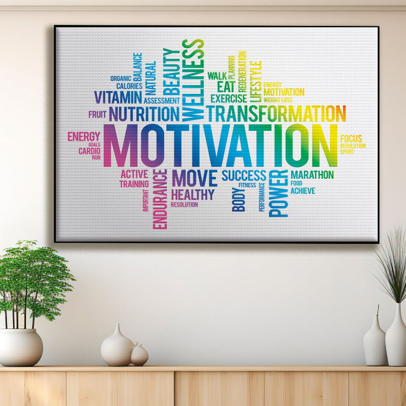 Akustikstoff mit Motiv: Motivationssprüche weiß