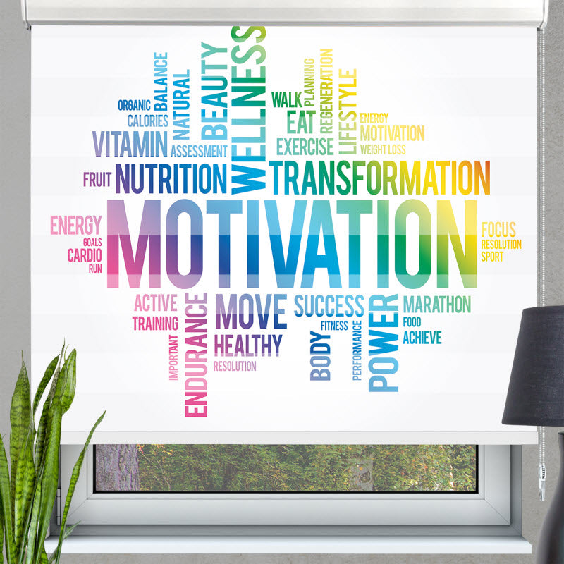 Doppelrollo mit Motiv: Motivationssprüche weiß