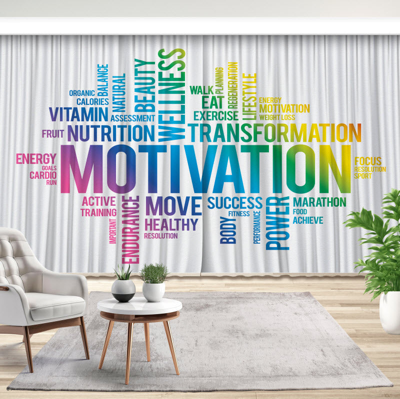 Fotovorhang: Motivationssprüche weiß