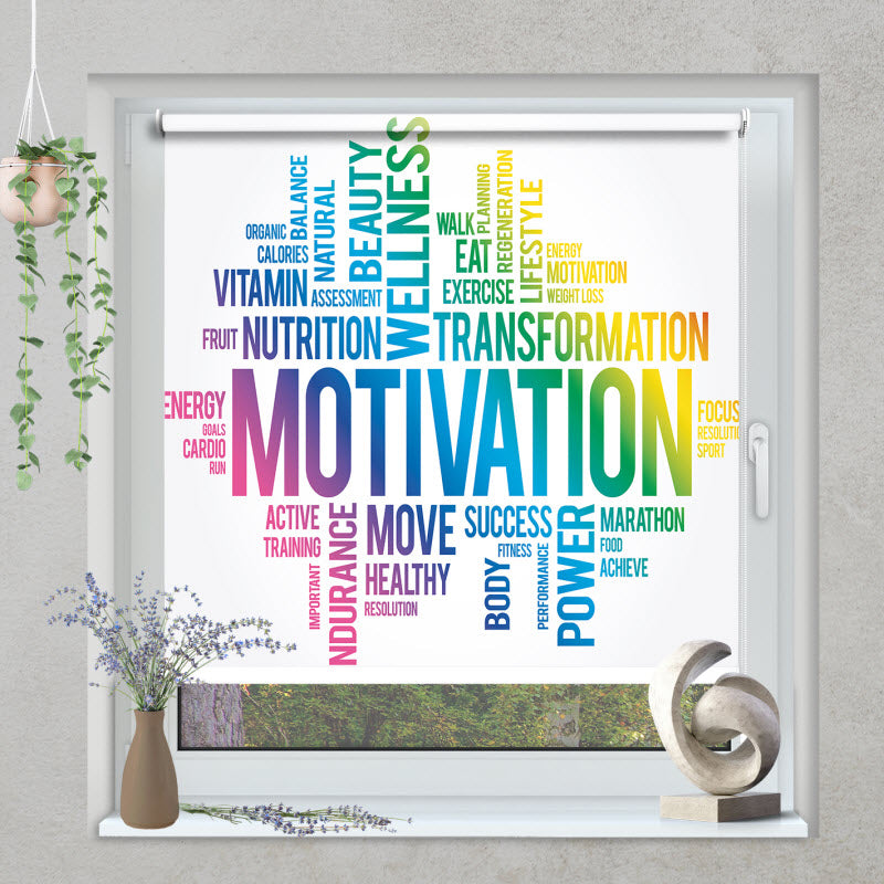 Klemmfix Rollo mit Motiv: Motivationssprüche weiß