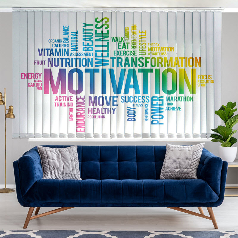 Lamellenvorhang mit Motiv: Motivationssprüche weiß