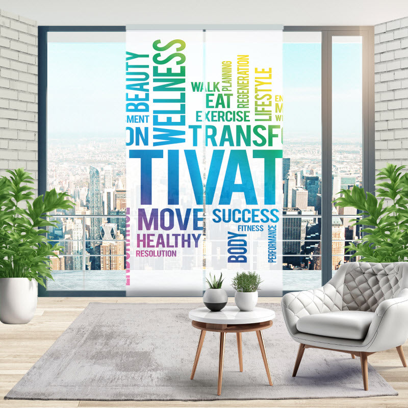 Schiebegardine mit Motiv: Motivationssprüche weiß