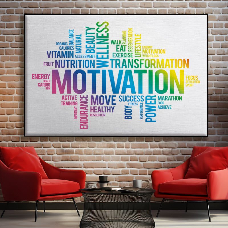 Textilspannrahmen mit Motiv: Motivationssprüche weiß