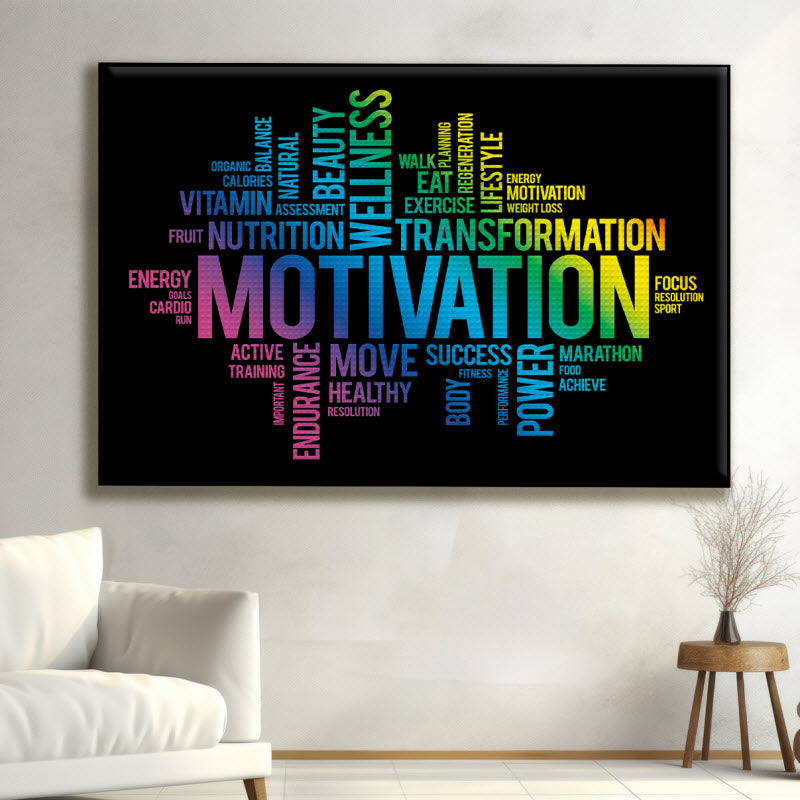 Akustikstoff mit Motiv: Motivationssprüche schwarz