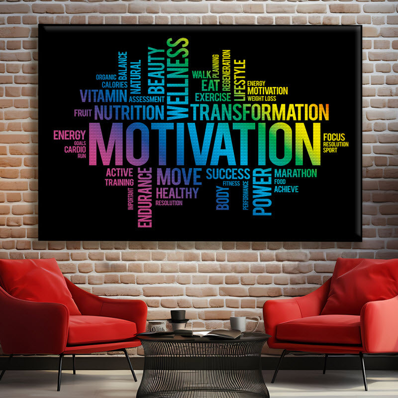 Akustikstoff mit Motiv: Motivationssprüche schwarz