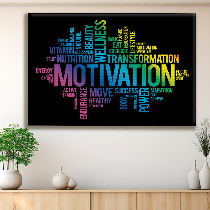 Akustikstoff mit Motiv: Motivationssprüche schwarz