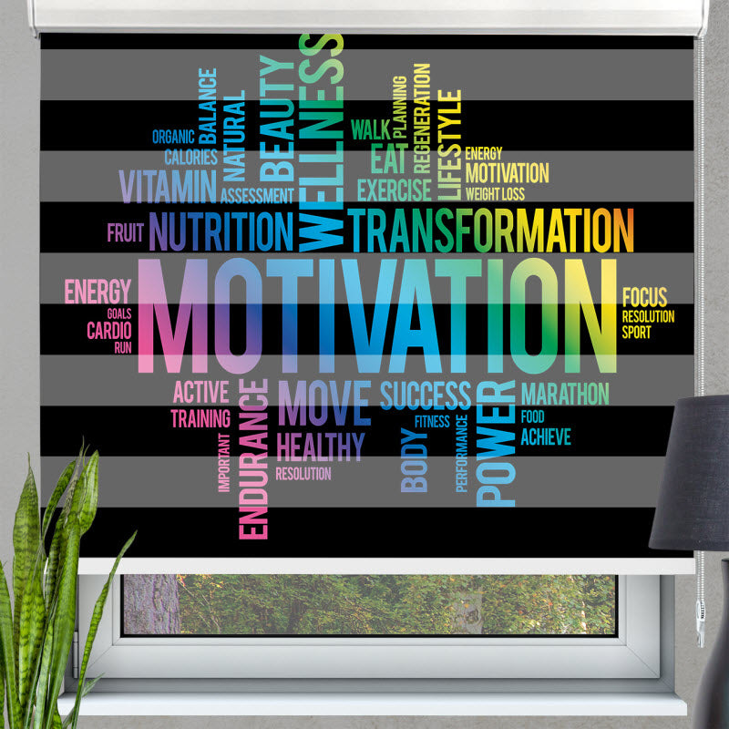 Doppelrollo mit Motiv: Motivationssprüche schwarz