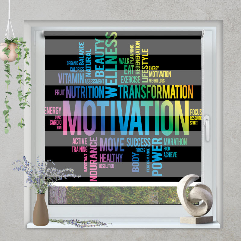 Klemmfix Doppelrollo mit Motiv: Motivationssprüche schwarz