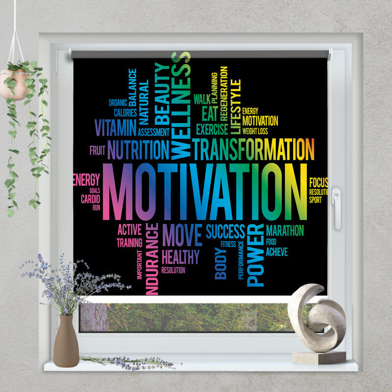 Klemmfix Rollo mit Motiv: Motivationssprüche schwarz