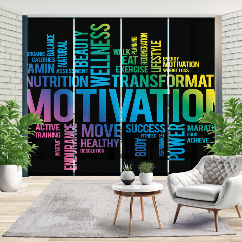 Schiebegardine mit Motiv: Motivationssprüche schwarz