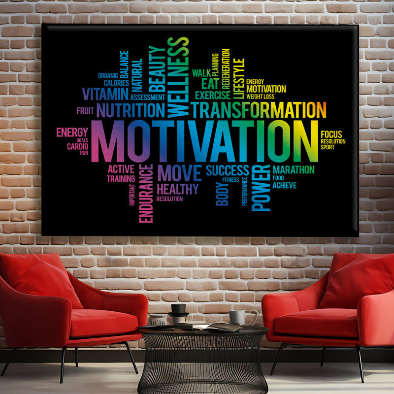 Textilspannrahmen mit Motiv: Motivationssprüche schwarz