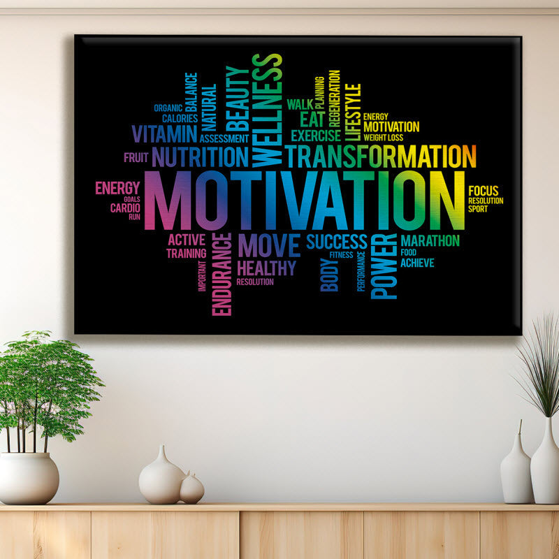 Textilspannrahmen mit Motiv: Motivationssprüche schwarz