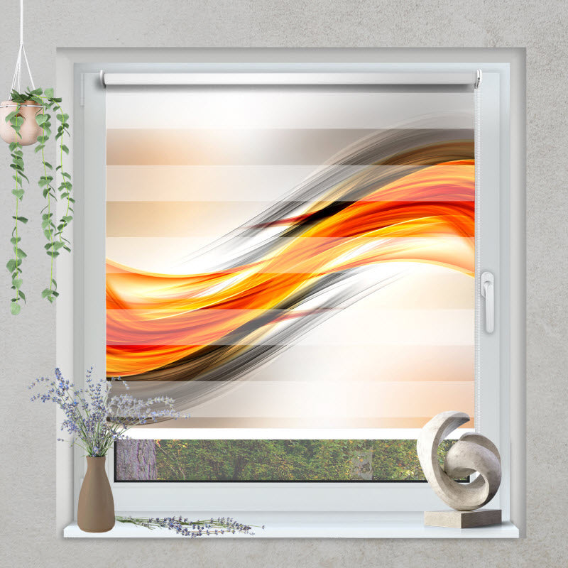 Klemmfix Doppelrollo mit Motiv: Abstrakte Wellen