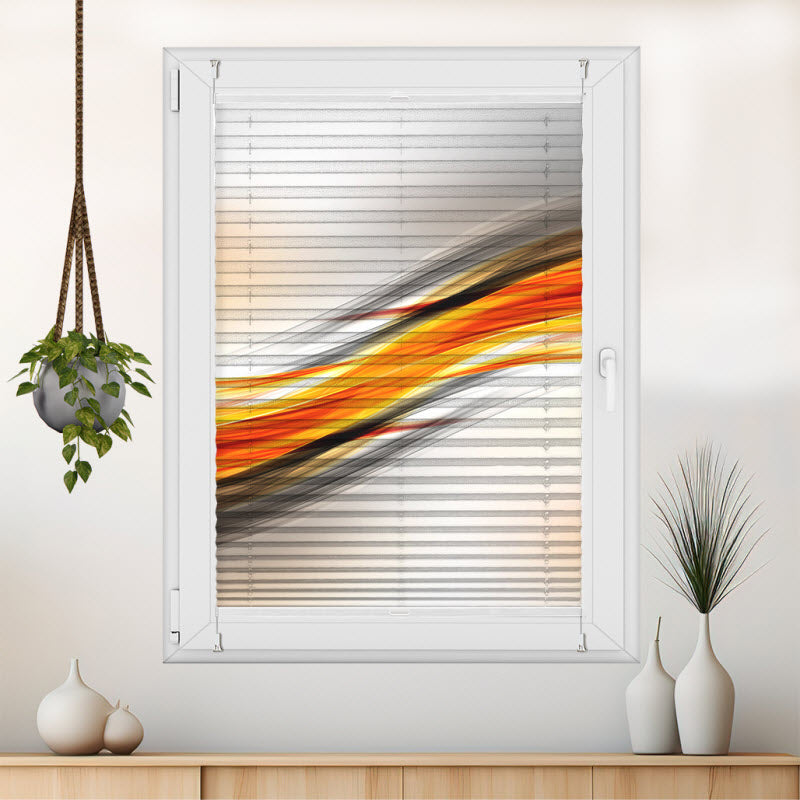 Wabenplissee mit Motiv: Abstrakte Wellen