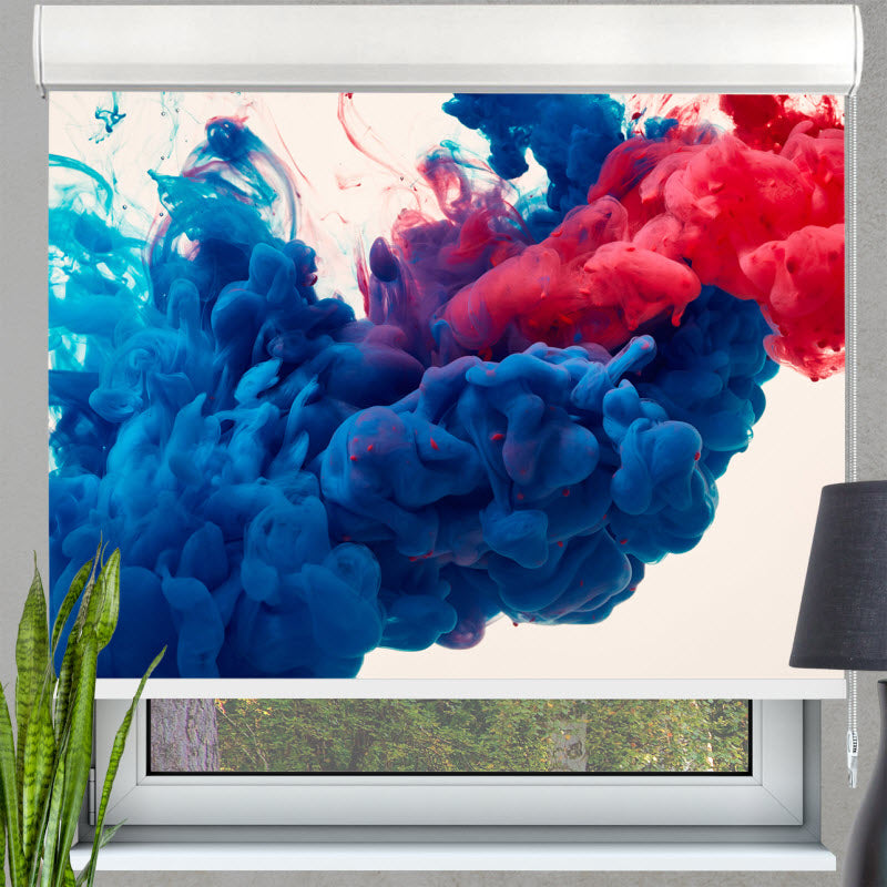 Kassettenrollo mit Motiv: Rauchwelle Blau Rot