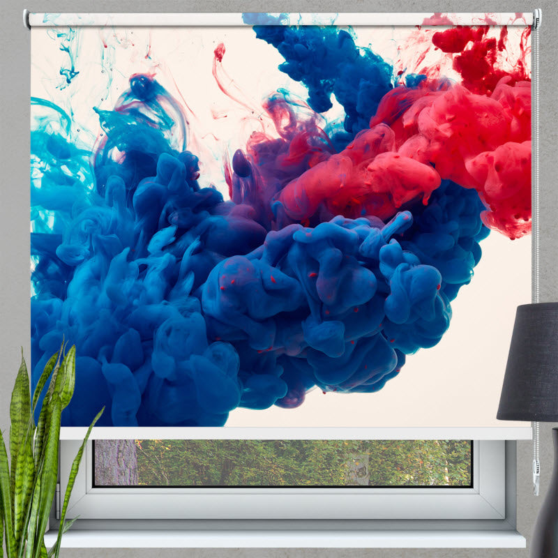 Rollo mit Motiv: Rauchwelle Blau Rot