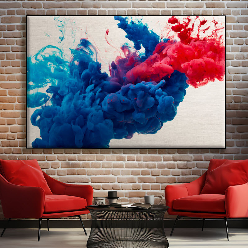 Textilspannrahmen mit Motiv: Rauchwelle Blau Rot