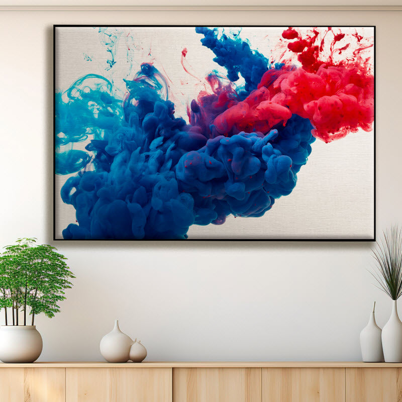 Textilspannrahmen mit Motiv: Rauchwelle Blau Rot