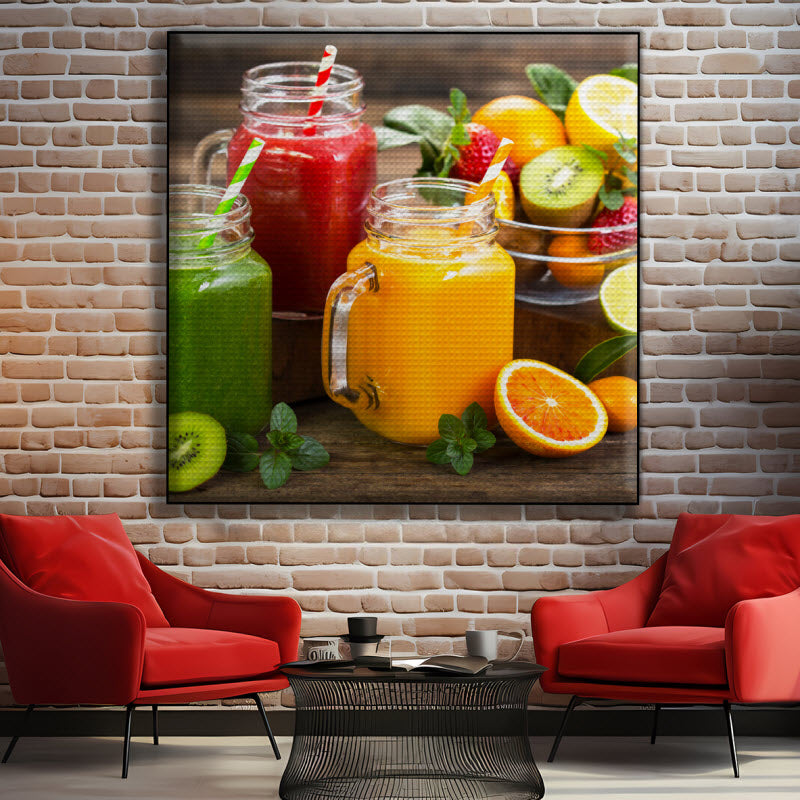 Akustikstoff mit Motiv: Obstsmoothies