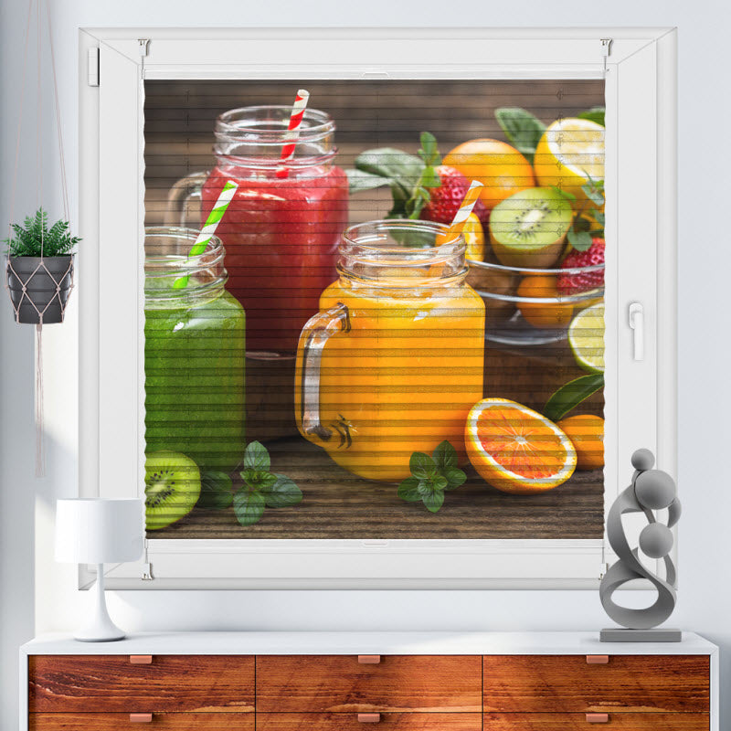 Wabenplissee mit Motiv: Obstsmoothies