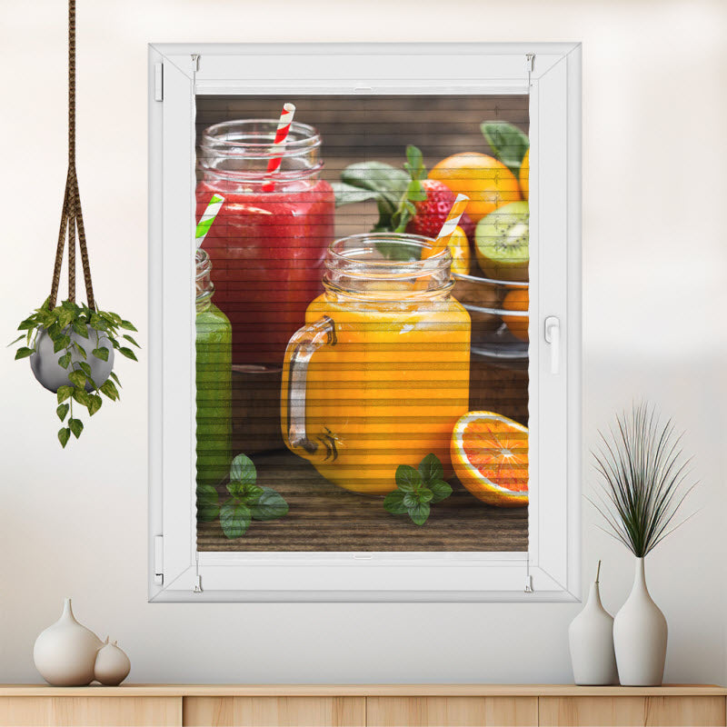 Plissee mit Motiv: Obstsmoothies