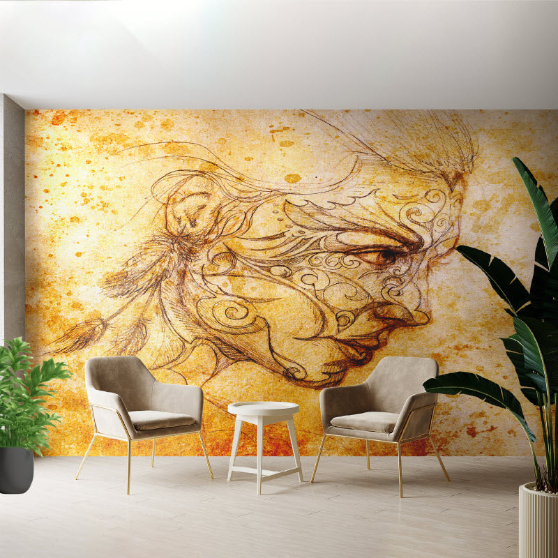 Tapete mit Motiv: Zeichnung Mystische Frau