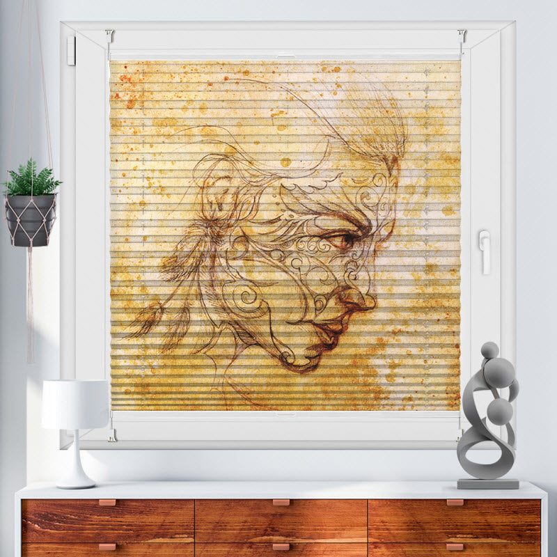 Wabenplissee mit Motiv: Zeichnung Mystische Frau